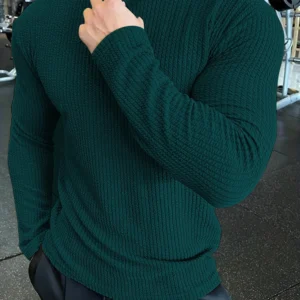 KAJARU Men Self Design Round Neck Polyester Dark Green T-Shirt