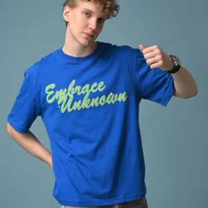 KILLER Men Printed Round Neck Pure Cotton Blue T-Shirt