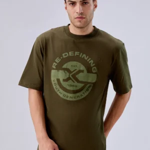 KILLER Men Printed Round Neck Pure Cotton Dark Green T-Shirt